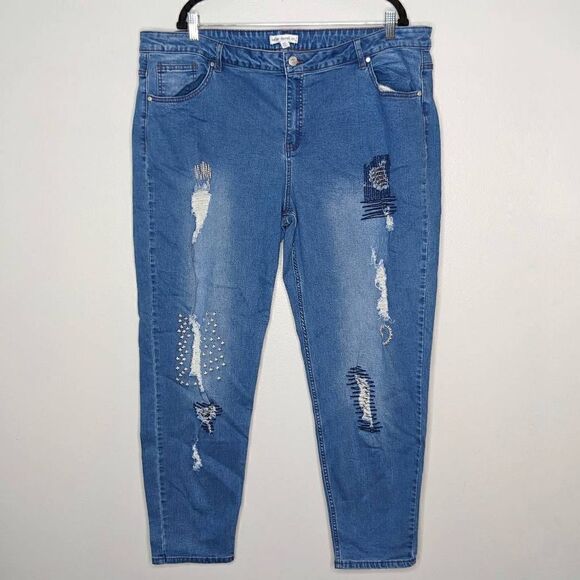 Indigo Thread Co. Visible Mending Plus Skinny Jeans 22W - Picture 1 of 11